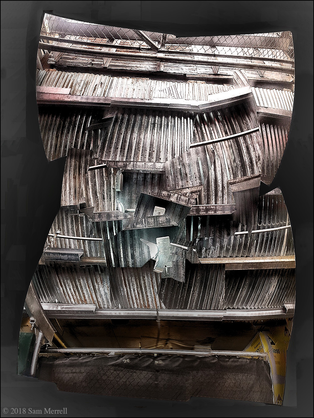 computer composite image of NYC building construction sidewalk protective shed ceiling